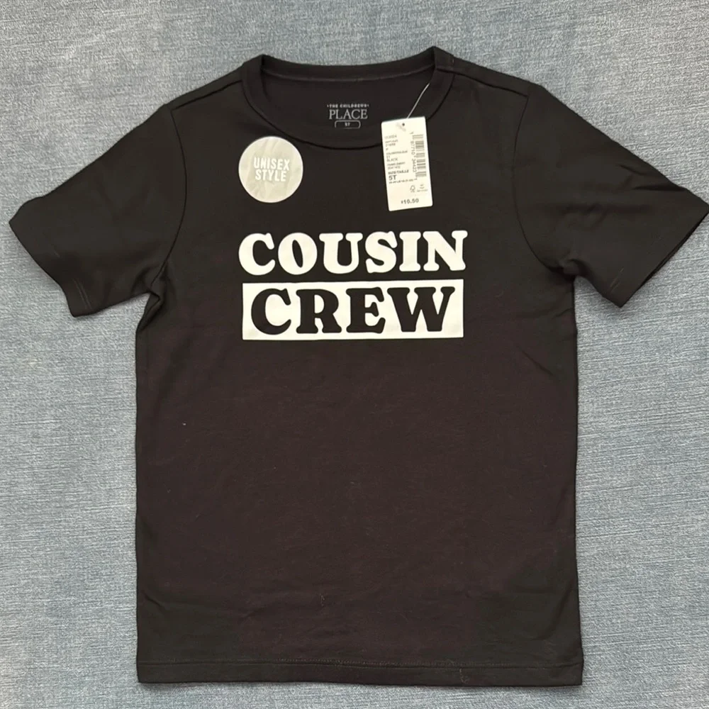 The Children's Place Black 'Cousin Crew' Kids T-Shirt, 5T, New with Tags
